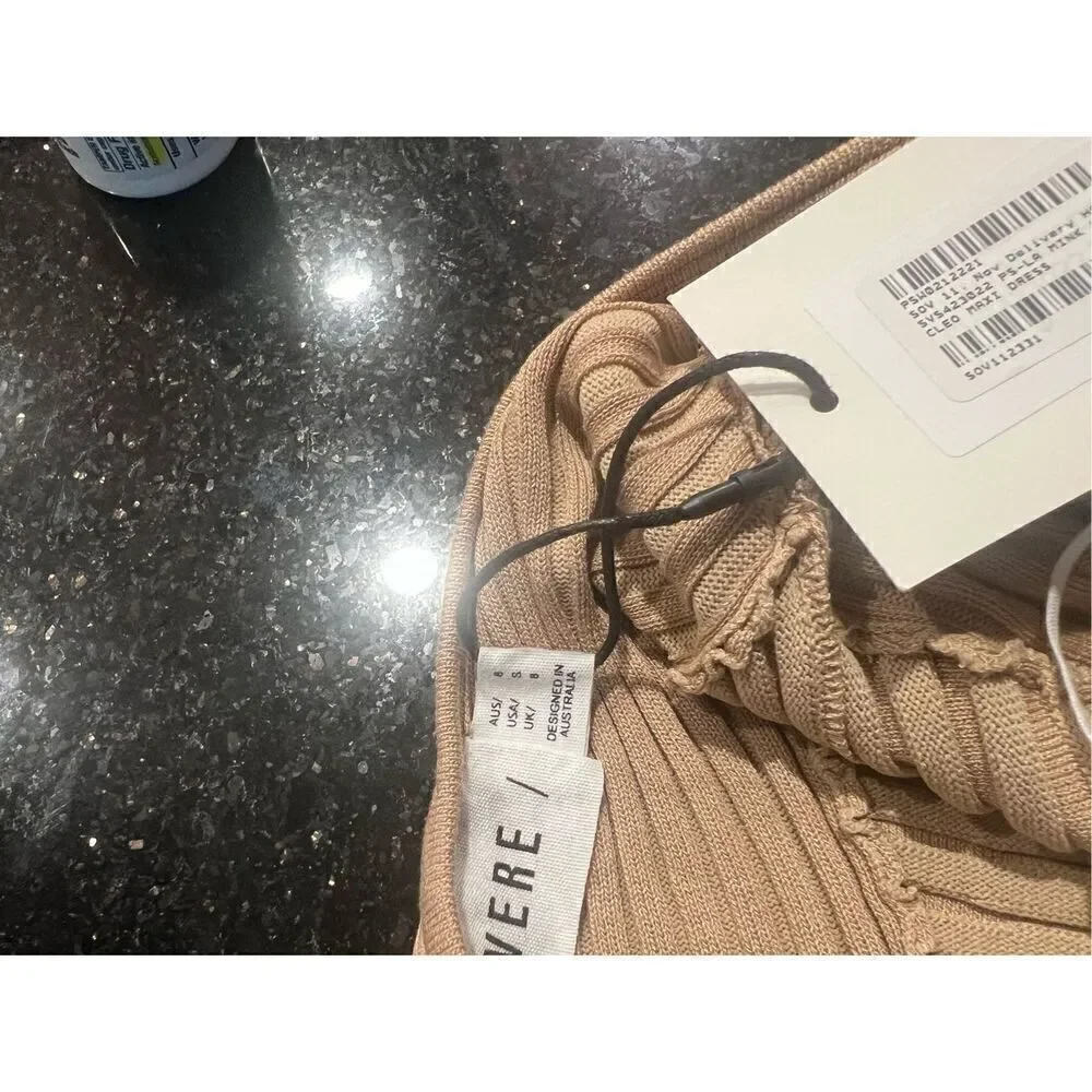 SOVERE Cleo Knit cut out details midi Dress color: Mink Size S NWT$226 - Picture 8 of 9